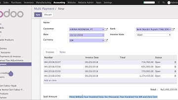 Odoo Multi Invoice Single Payment