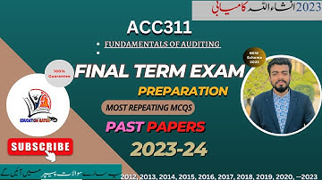 Acc311 Final Term Exam 2024 Preparation| Acc311 Final Term Exam Past Papers 2023-Acc311[Solved MCQs]