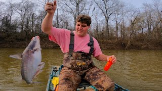 Jug fishing in a small boat on a remote lake