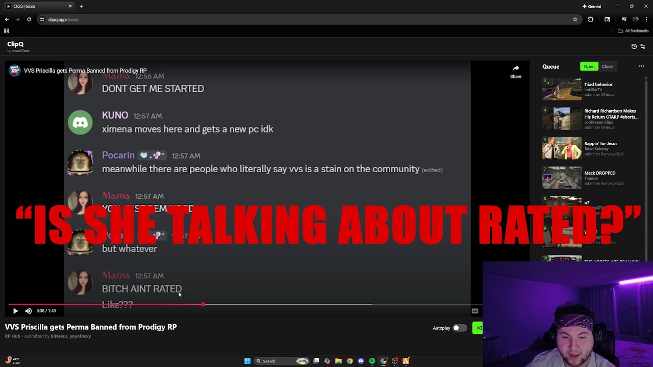 Gio Reacts to VVS Priscilla getting Perma Banned from Prodigy RP