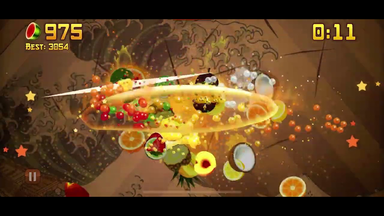 Fruit Ninja Classic Plus (iOS) - Arcade Mode w/ Golden Ember Blade