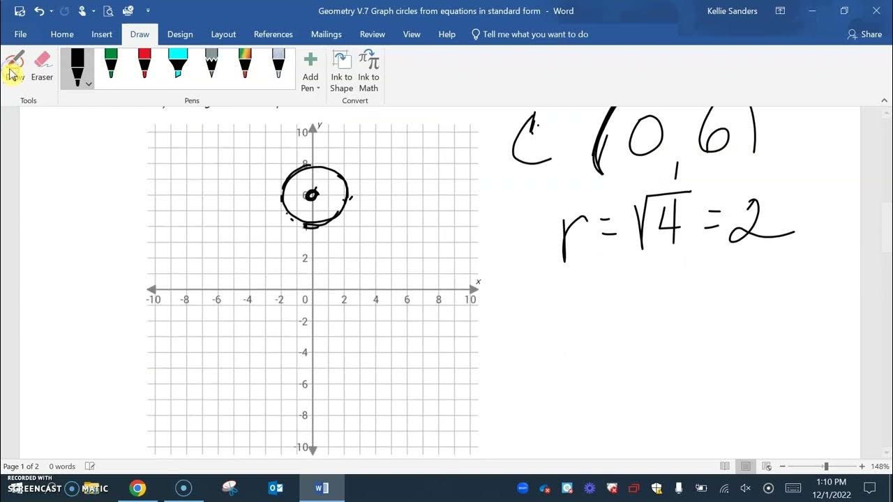 Geometry V 8 Graph circles from equations in standard form YouTube