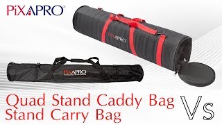 The PIXAPRO Quad Stand Caddy Bag, Vs Standard Pixapro Stand Bag