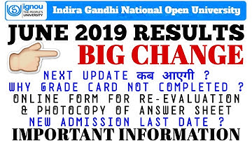 BIG CHANGE IN IGNOU JUNE 2019 RESULT IMPORTANT INFORMATION By TIPS GURU