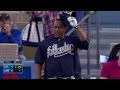 Atllad uribe steps to the plate in his braves debut