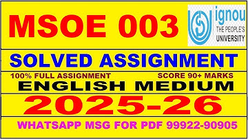 MSOE 003 solved assignment 2025-26 in English || msoe 003 solved assignment 2026 || msoe3 2025-26