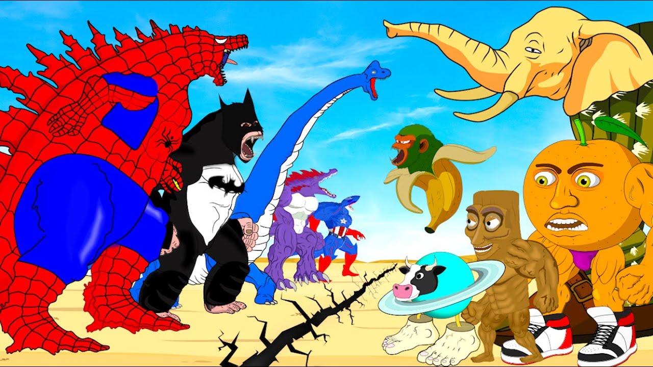 Rescue SPIDERMAN GODZILLA & KONG BATMAN Vs All Brainrot Anime Animals But They All Normal Part 8