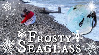 Frosty Sea glass Hunting + Beachcombing On A Cold Cold Day! Snowball Craft!