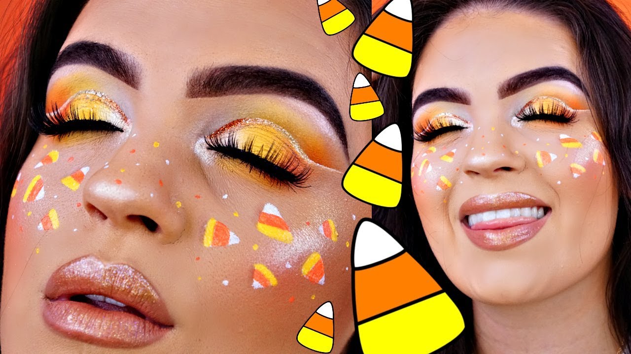 Candy Corn Halloween Makeup - YouTube