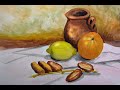 Nature morte avec aquarelle facilement