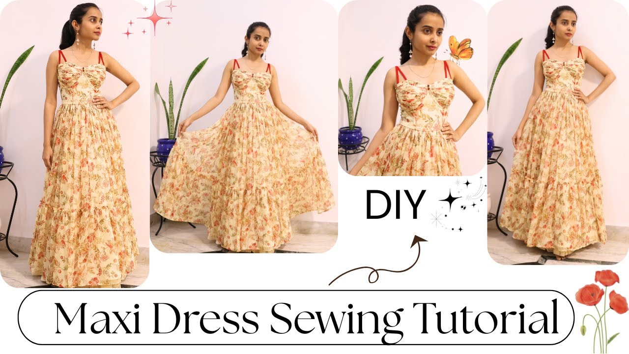 chinese dress ladies Two Tone Maxi Dress Sewing Pattern
