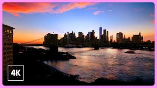 4K NEW YORK Walking tour - Sunset on MANHATTAN Bridge, NYC