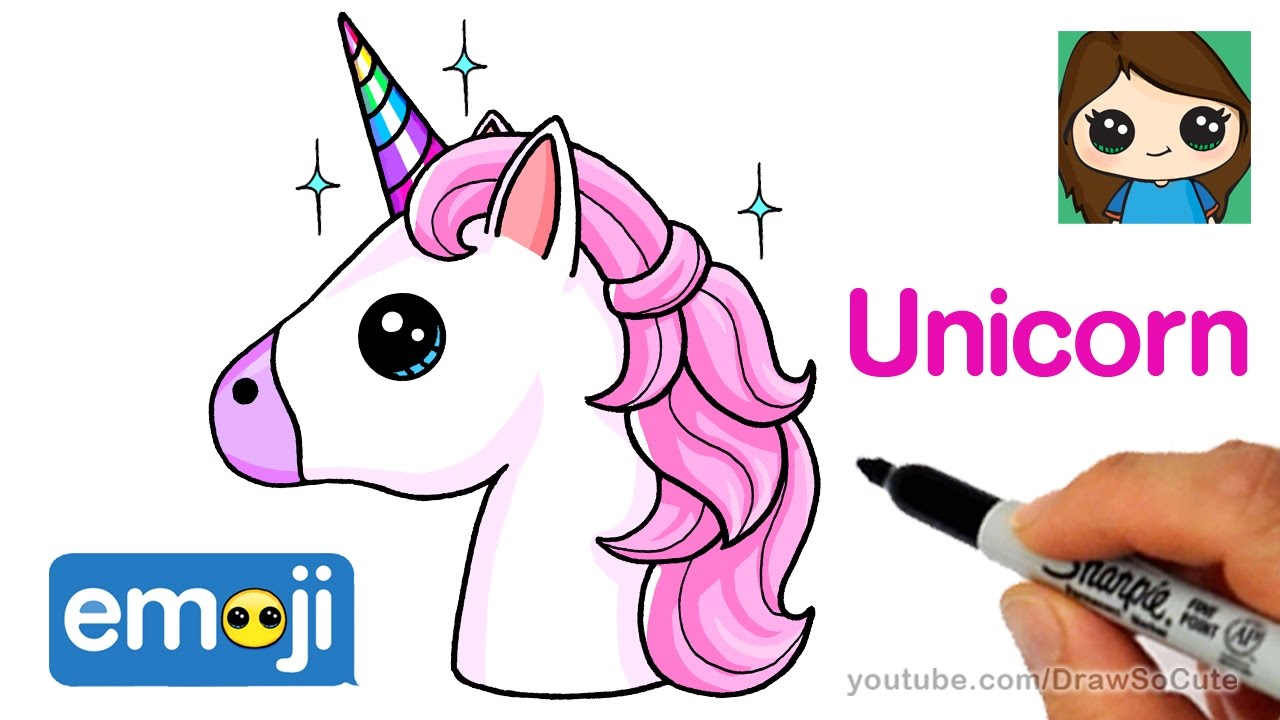 How to Draw a Unicorn Emoji Easy - YouTube