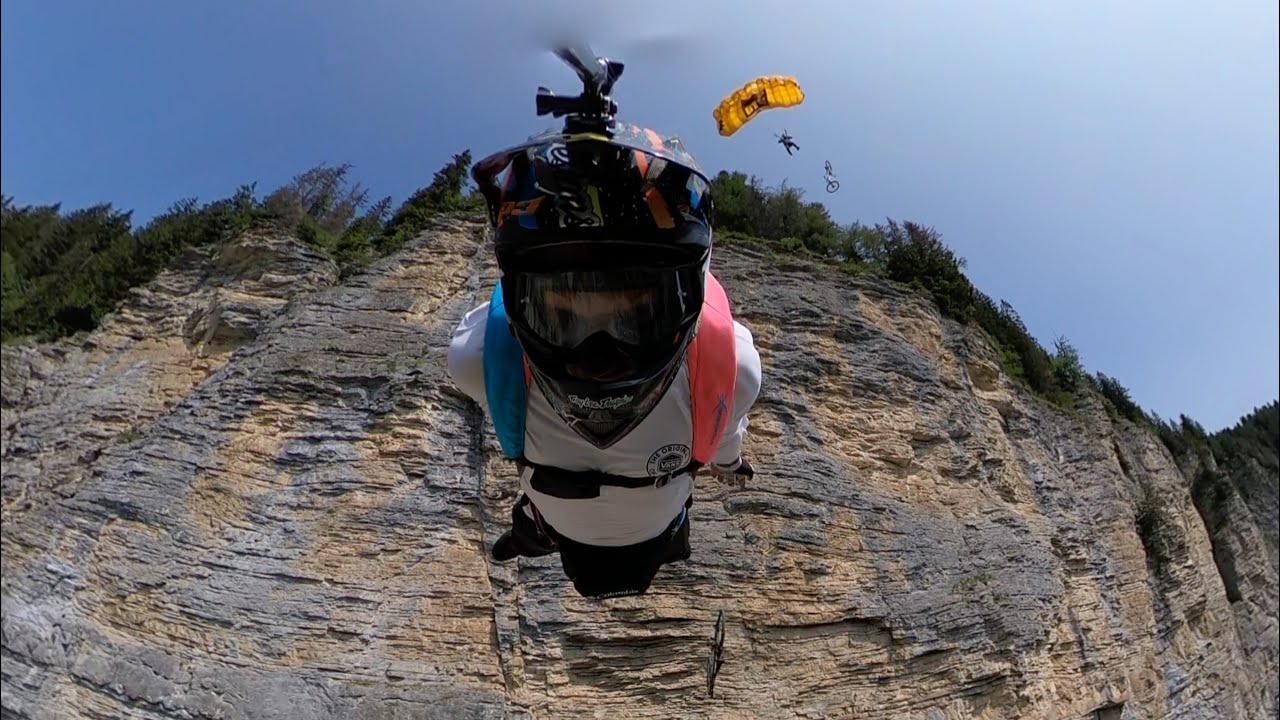 Worlds first Two way mountain bike BASE jump!?? YouTube