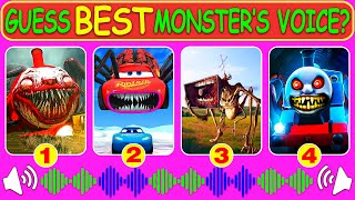 Guess Monster Voice Choo Choo Charles, McQueen Eater, Megahorn, Spider Thomas Coffin Dance