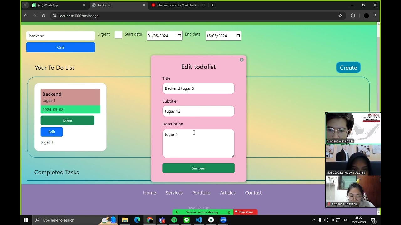 Backend Programming Demo Program - Two Do List