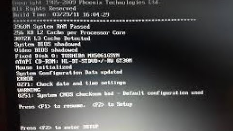 Error 0271: Check date and time Warning 0251: System CMOS checksum bad Fixed it !