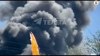 Установлен виновник Пожар в Ставрополе горит состав горюче смазочных материалов