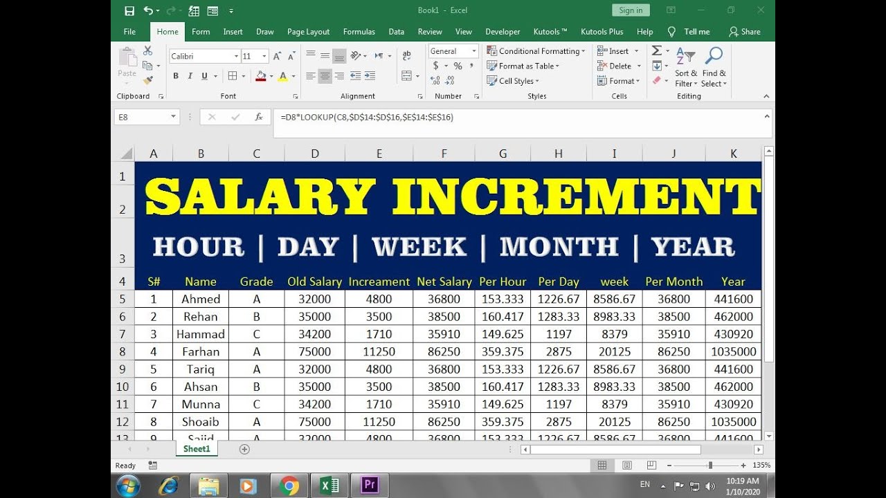 How To Make Salary Increment Sheet In Excel Hindi Youtube