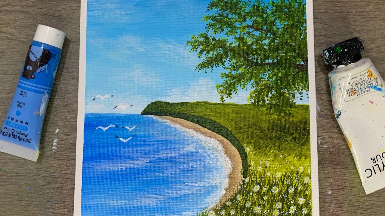 Beautiful Seascape Painting / Acrylic Painting for Beginners 
