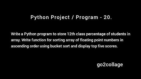 EP 20 | Language Python | Program | Project I go2collage
