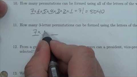 Math 30-2 Permutations and Combinations Review #11