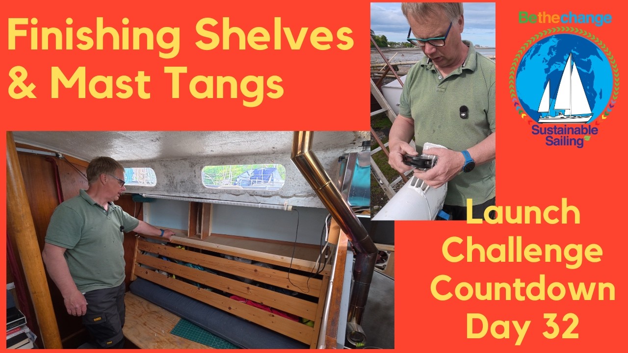 ⁣Saloon shelves and mast tangs on Day 32 before we launch #BoatRefit #DIY #Sailng #Dyneema #Rigging