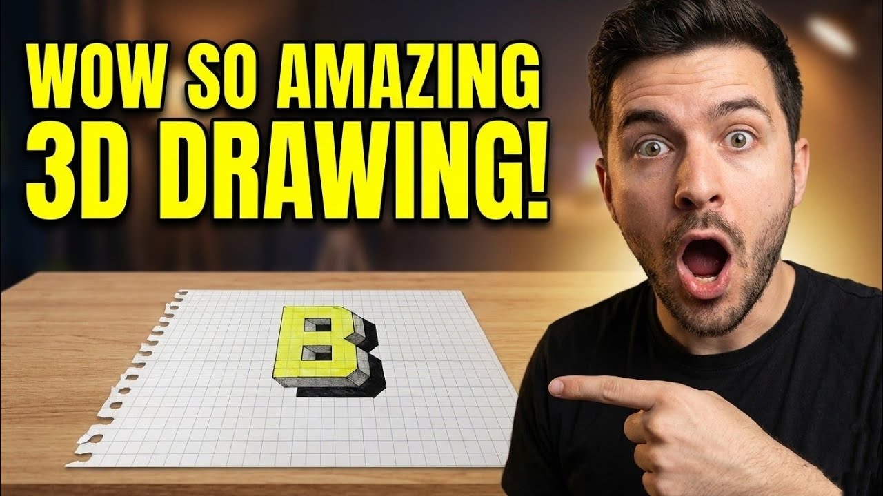 Easy Drawing a 3D Letter B (Easy Trick Art) 
