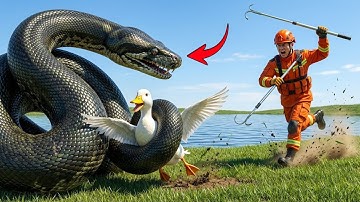 Brave Rescue Team Saves Innocent Duck from GIANT Python Attack 🐍🦆