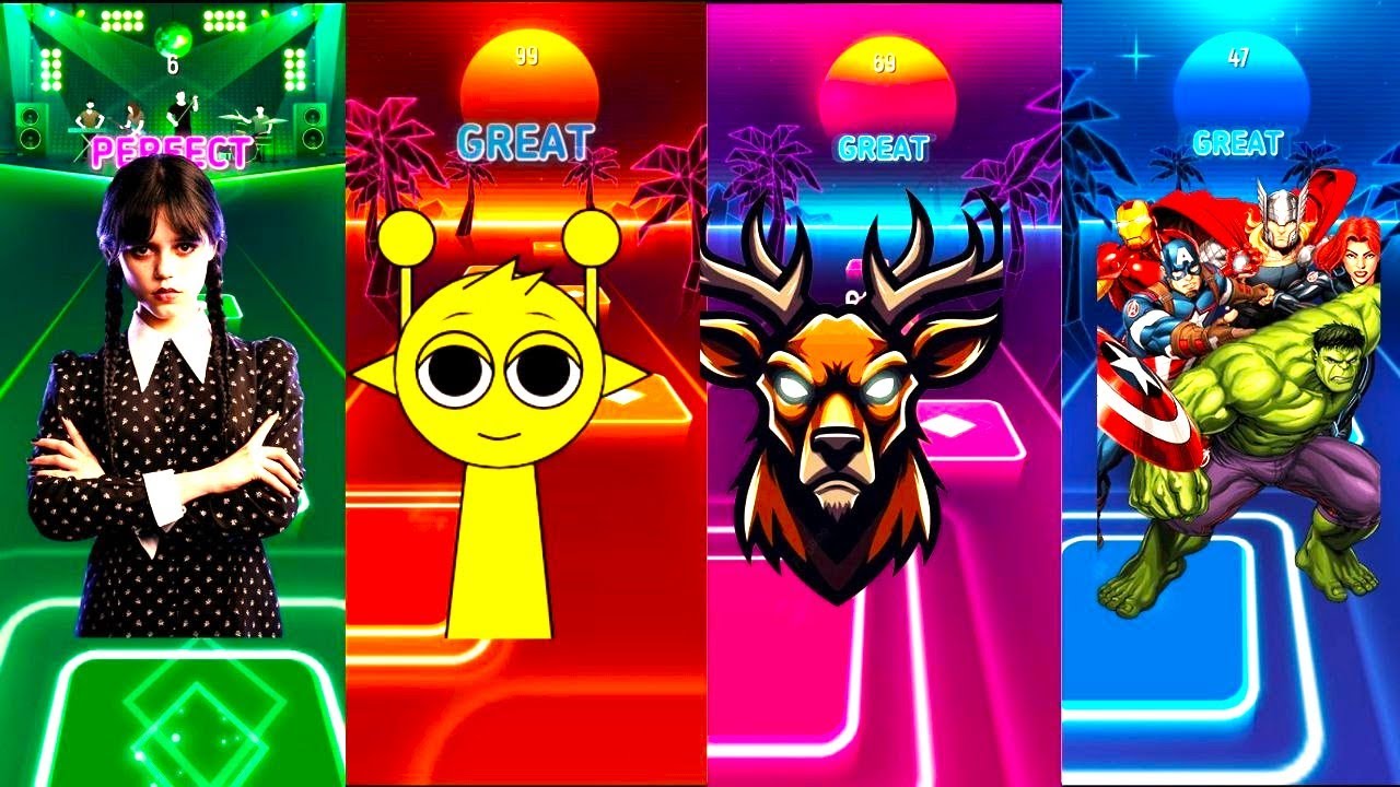 WEDNESDAY-INCREBOX SPRUNKI-DEER-MARVEL MIDNIGHT_TILES HOP EDM RUSH