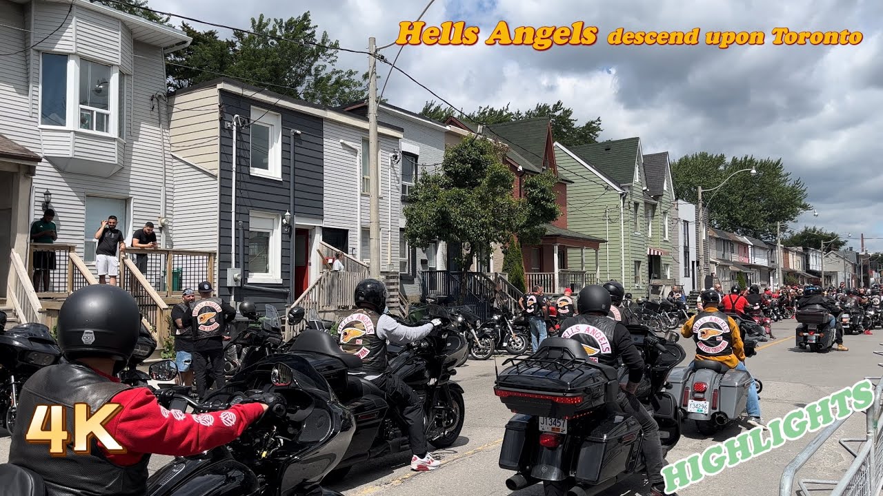 Large 'unsanctioned' Hells Angels procession arrived in Toronto - YouTube