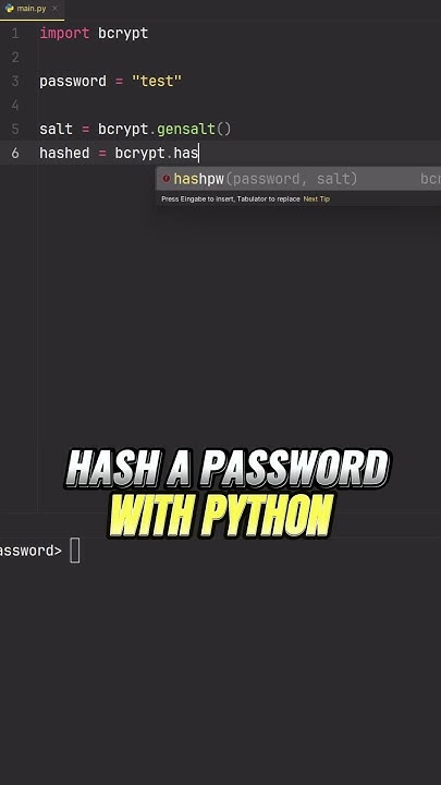Hash a password with python #python #algorithm #coding #programming # ...