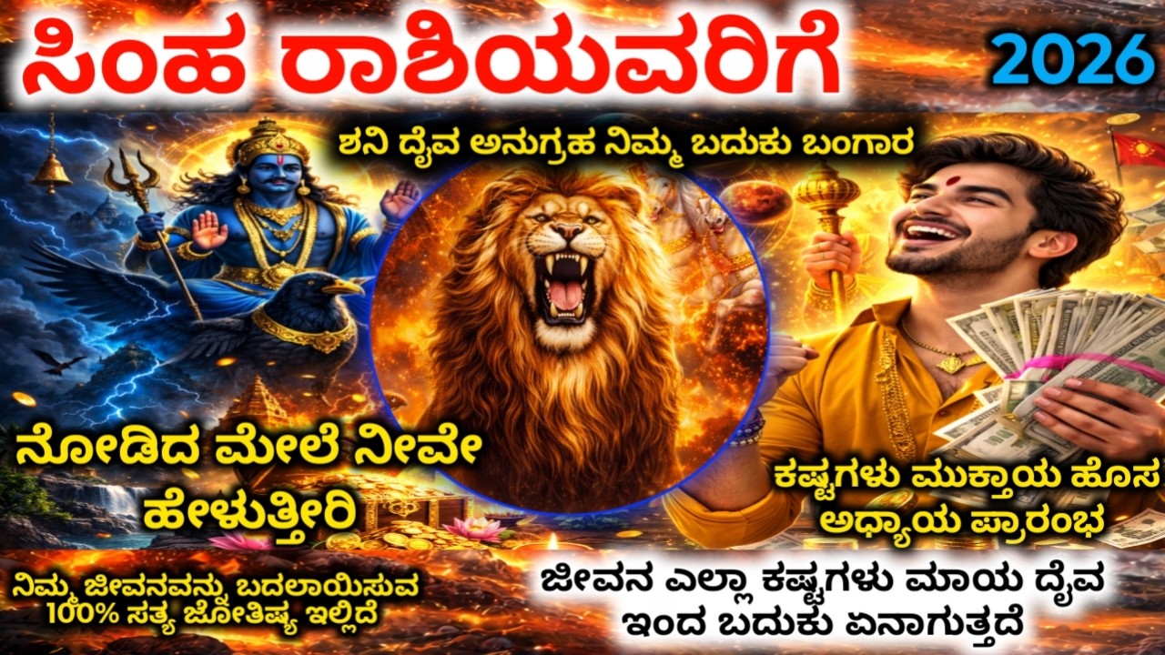 2026 ಸಿಂಹ ರಾಶಿ ಭವಿಷ್ಯ: ಅದೃಷ್ಟದ ಬಾಗಿಲು ತೆರೆಯಲಿದೆ! |Simha Rashi 2026 Kannada | Rare Astrological Event