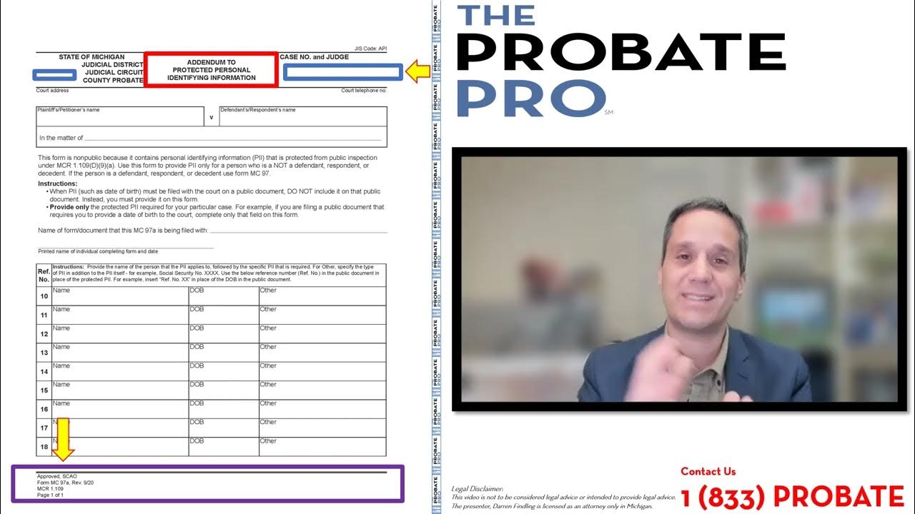 Addendum to protected personal identifying information scao probate 
