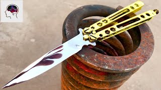 Rusted Spring FORGED into a beautiful Butterfly Knife