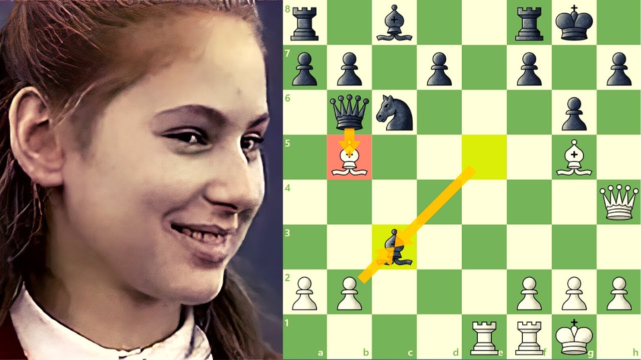 Judit Polgar com 12 anos SACRIFICA BISPO E DAMA e faz 98% de precisão! 