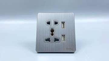 Ổ Cắm Đôi 3 Chấu Kèm USB Sạc Tràn Viền Hợp Kim Cao Cấp Màu Ghi Xám Tenko TK-DA-44