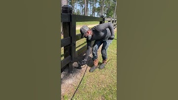 Spraying 26,000 linear feet of horse fence with livestock friendly paint. #asmr #asmrsounds #shorts