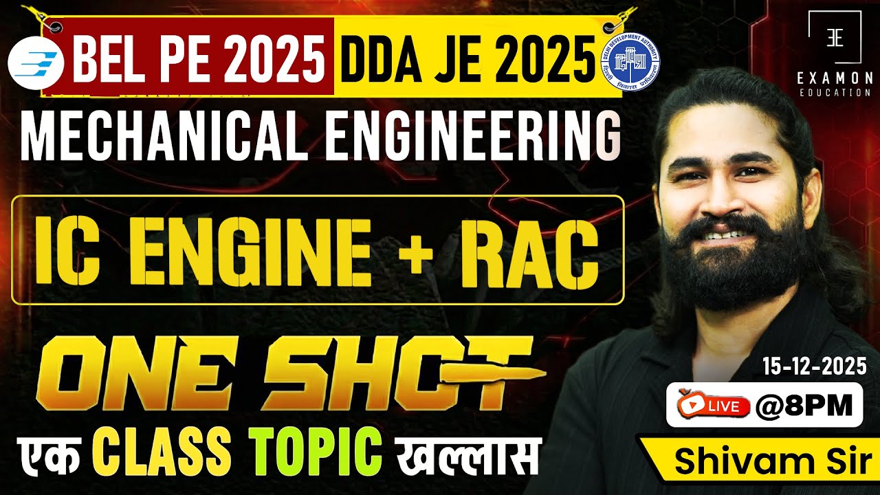 BEL PE/DDA JE Mechanical: IC Engine & RAC ONE SHOT Revision 🔥