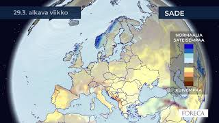 Kuukausiennuste sateista 16.3.2021