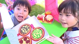 ハンバーガー屋さんごっこ ピザもテイクアウトできるよ♫ お買い物 こうくんねみちゃん Hamburger Shop pizza