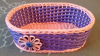 : #1095 - c     Woven basket from newspaper ENGLISH SUBTITLES