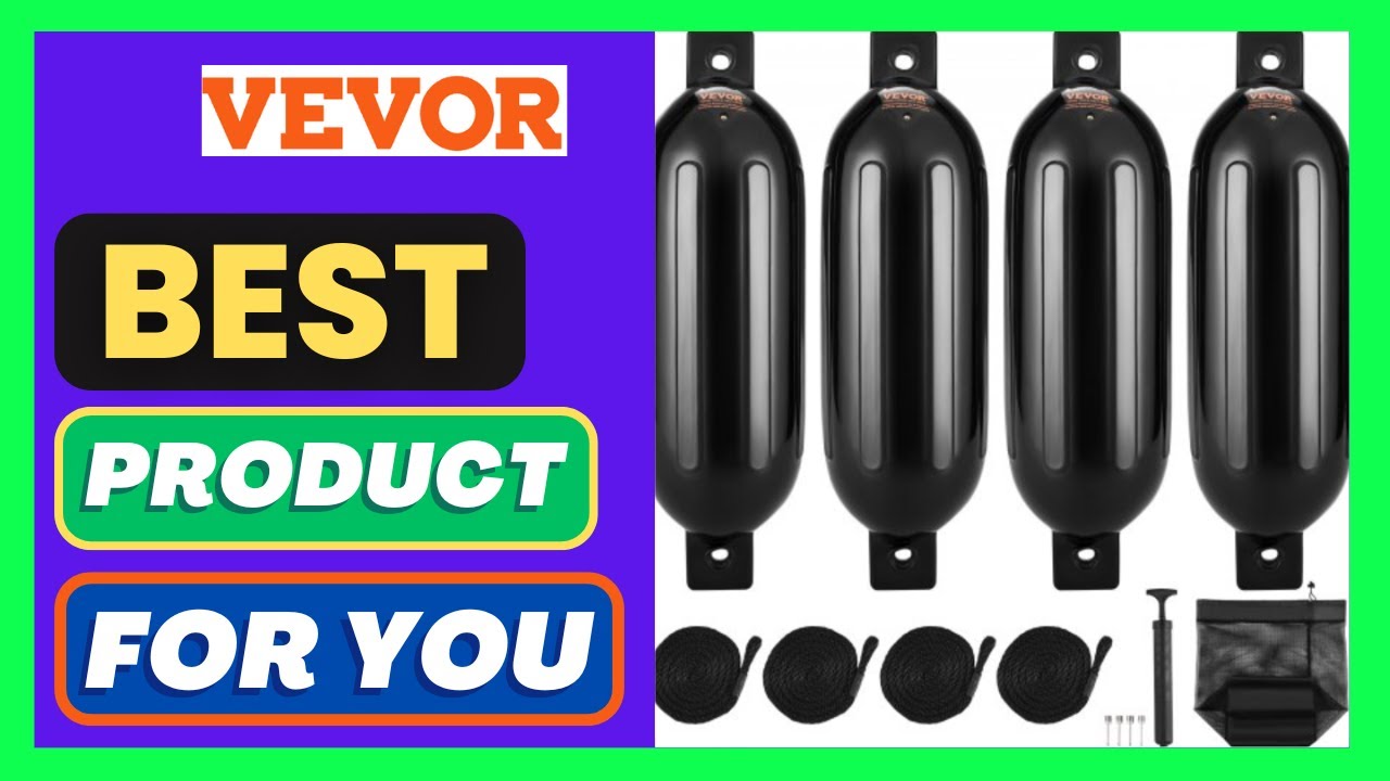 VEVOR Boat Fenders, 5.5" x 20" Boat Bumpers for Docking, Inflatable Ribbed Fender with Center