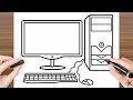 Computer drawing  how to draw a computer   drawing tutorial for beginners