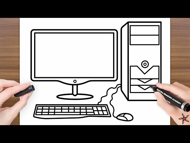 Person Sitting On A Desktop Computer Workplace Drawing High-Res Vector  Graphic - Getty Images