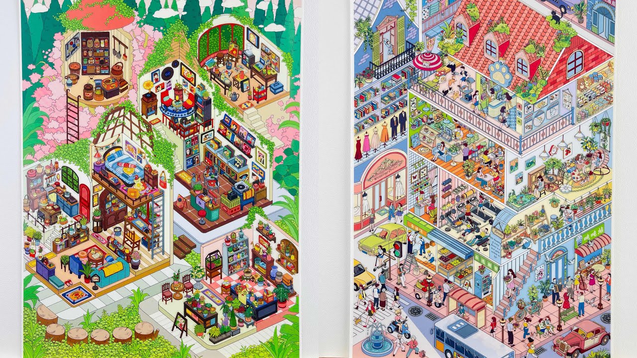 [ASMR]DIY a green island tree house and a small town rest day