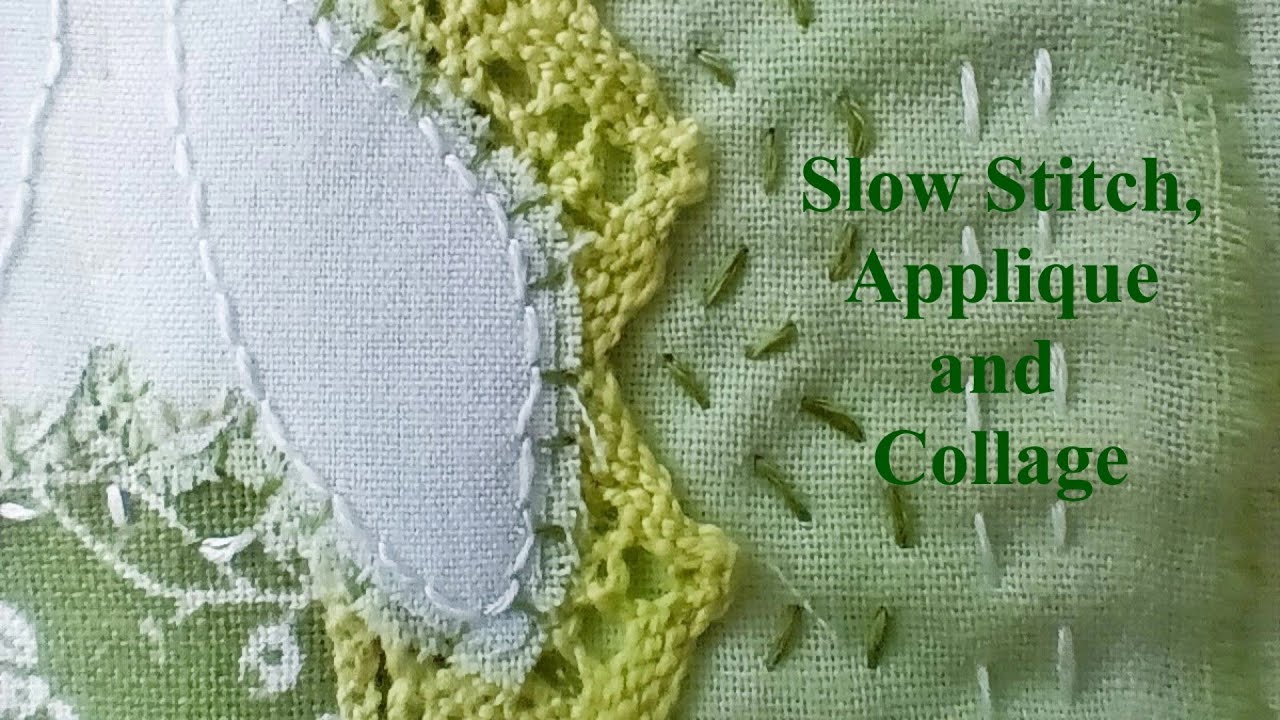 Creating A Page For My Snowdrop Themed Fabric Book Using Slow Stitch, Applique And Collage