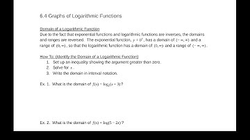 6.4 Graphs of Logarithmic Functions