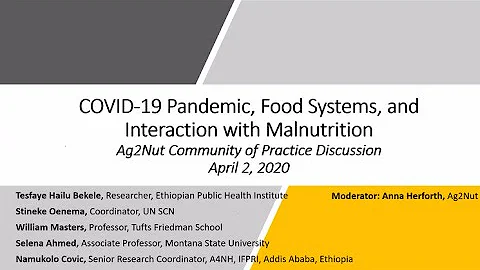 Ag2Nut/ANH Academy Webinar: COVID-19, Food Systems, and Interaction with Malnutrition