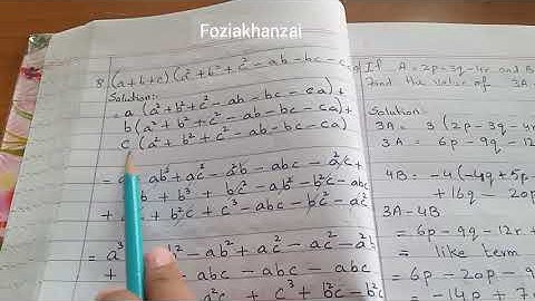 Ex.7.2 Q.8 Fundamental Operation of Polynomial #foziakhanzai class 9,10